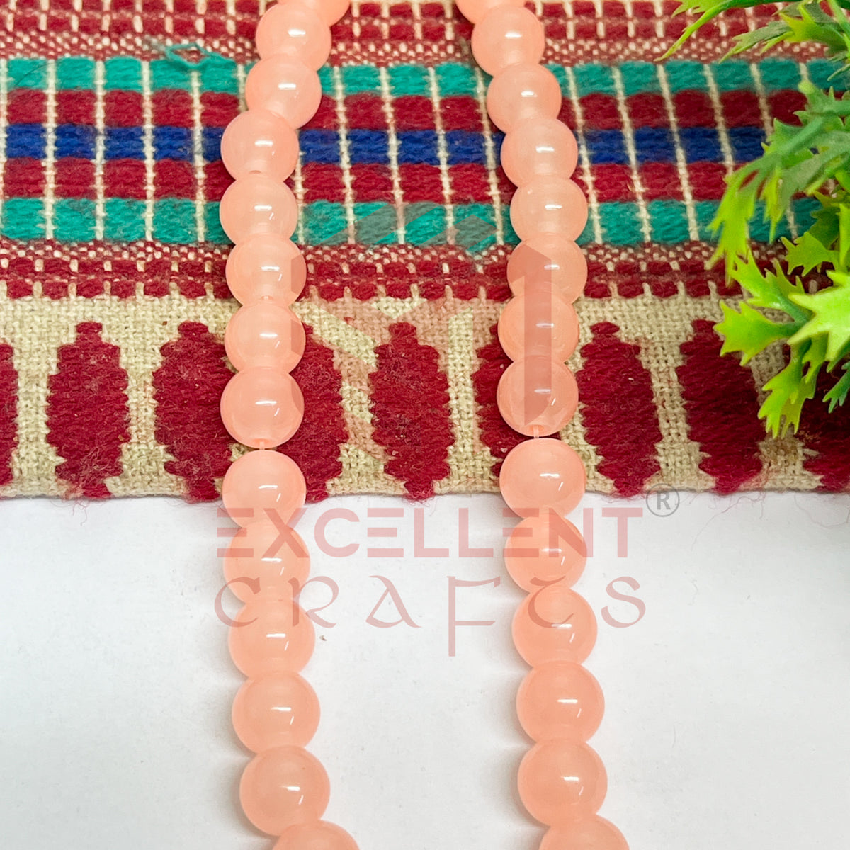 8mm Round Glass Beads- 1 Line