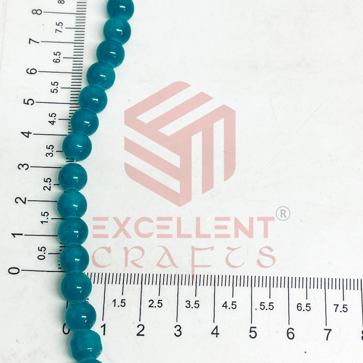8mm Round Glass Beads- 1 Line