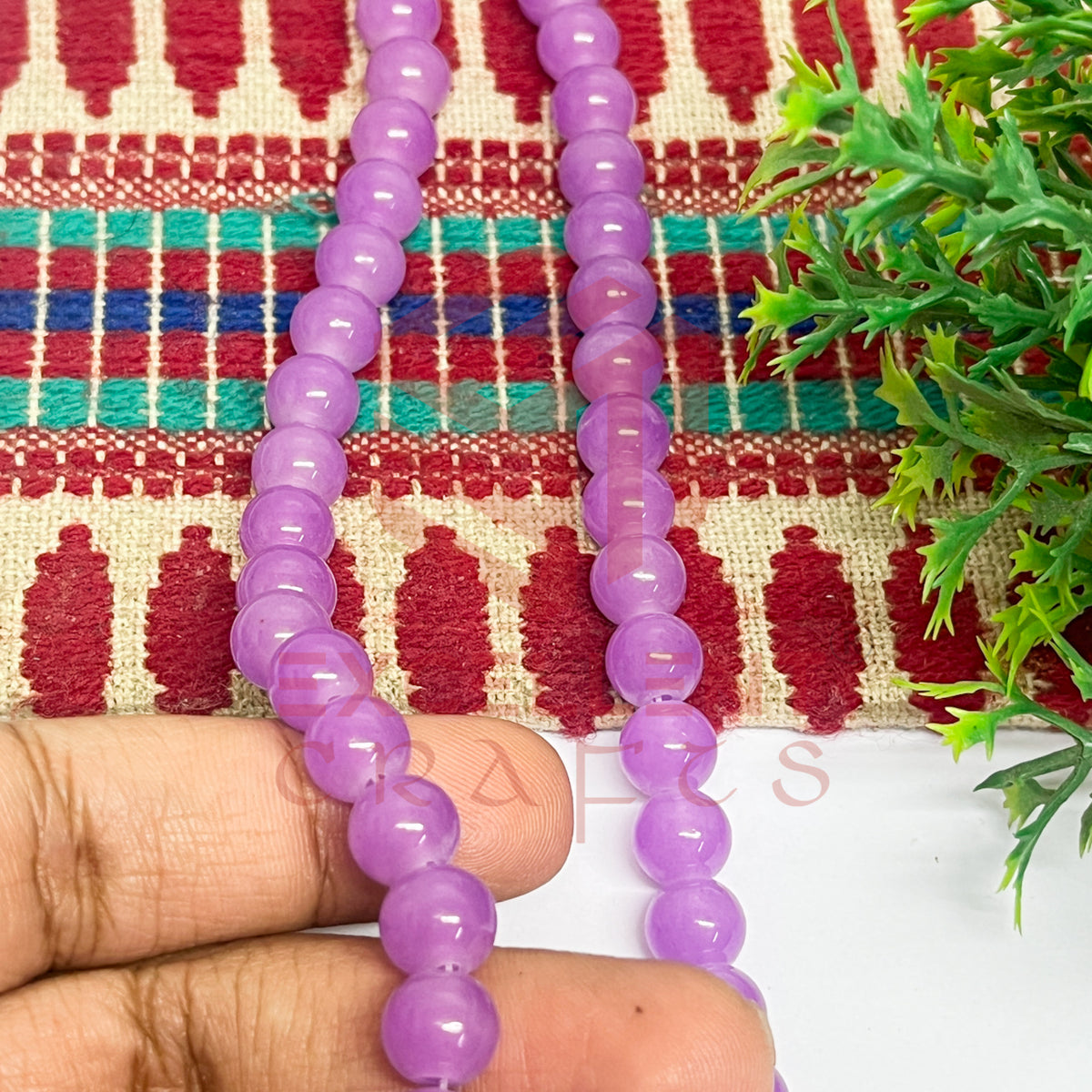 8mm Round Glass Beads- 1 Line