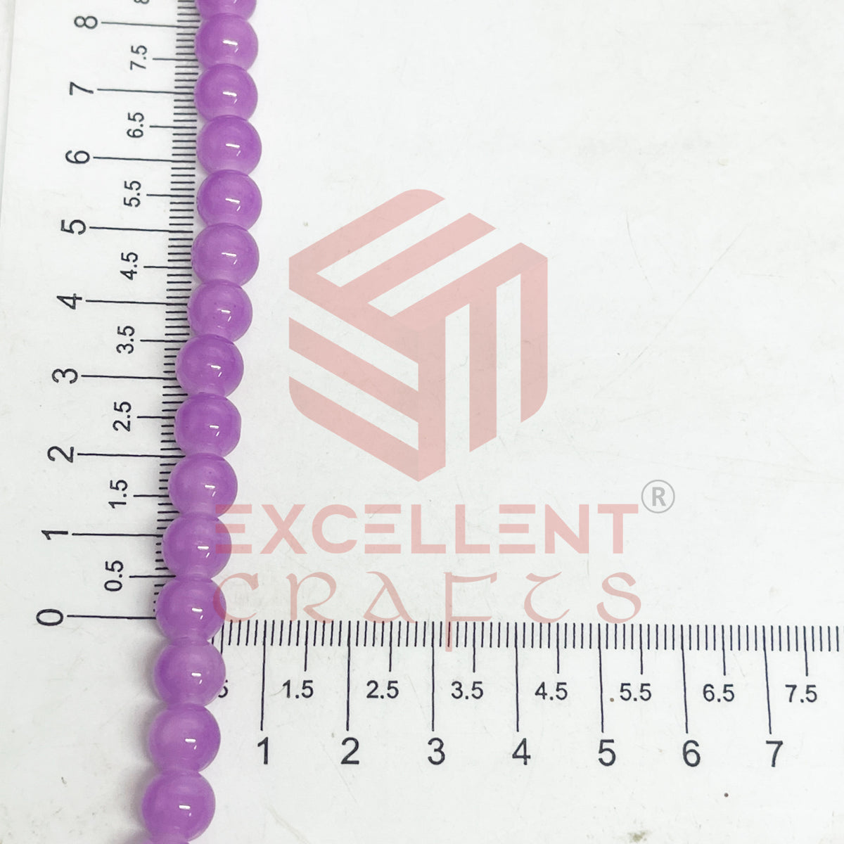 8mm Round Glass Beads- 1 Line
