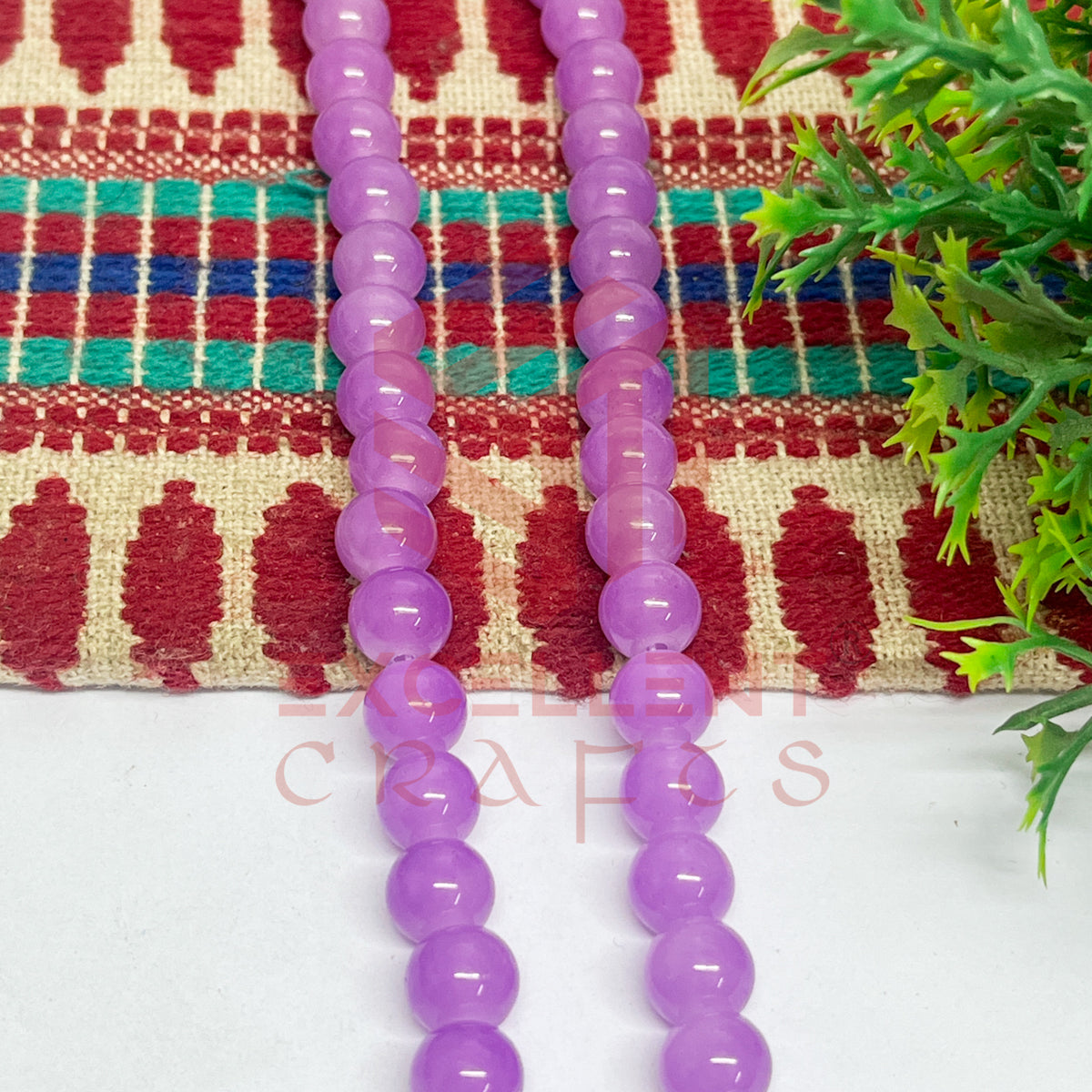 8mm Round Glass Beads- 1 Line