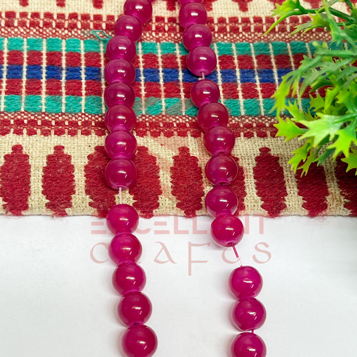 8mm Round Glass Beads- 1 Line
