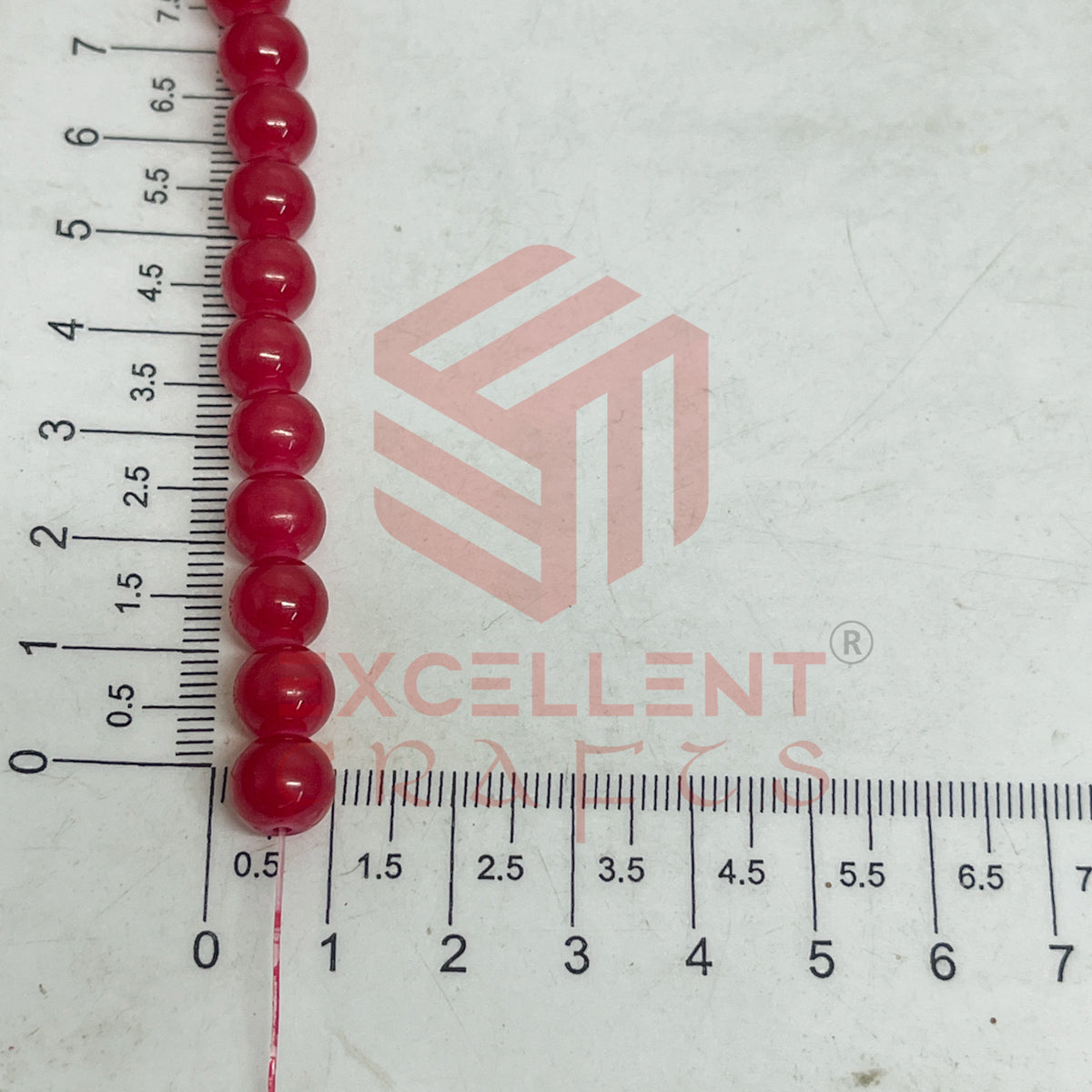 8mm Round Glass Beads- 1 Line