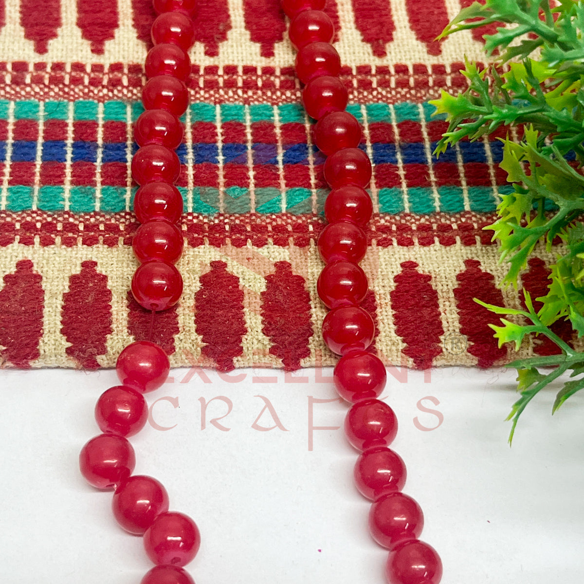 8mm Round Glass Beads- 1 Line