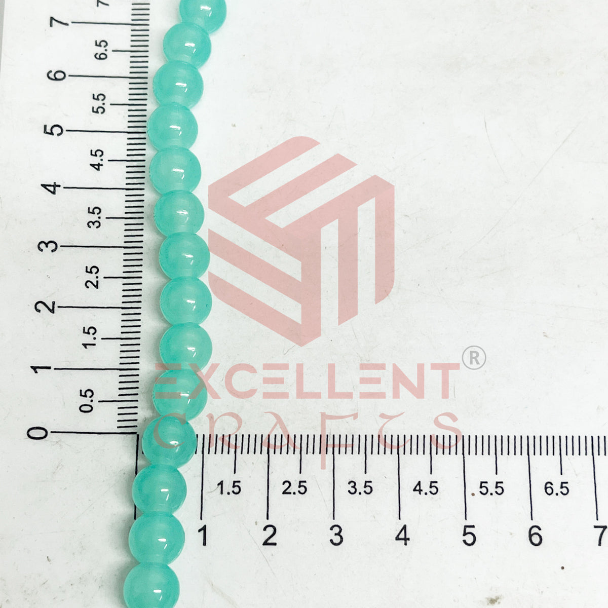 8mm Round Glass Beads- 1 Line
