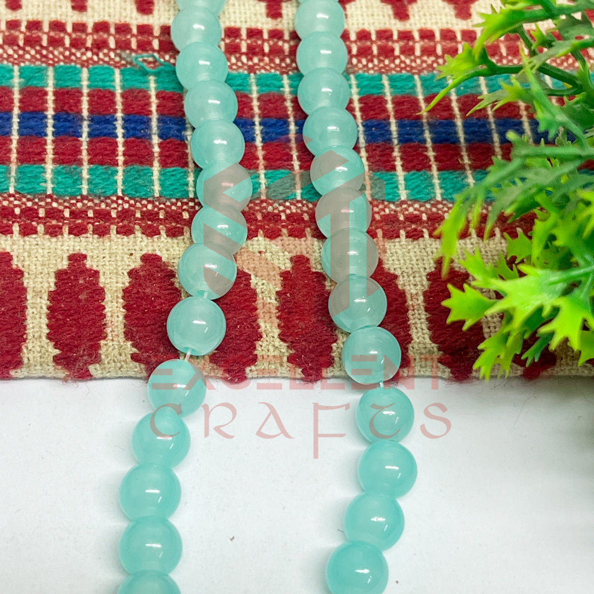 8mm Round Glass Beads- 1 Line