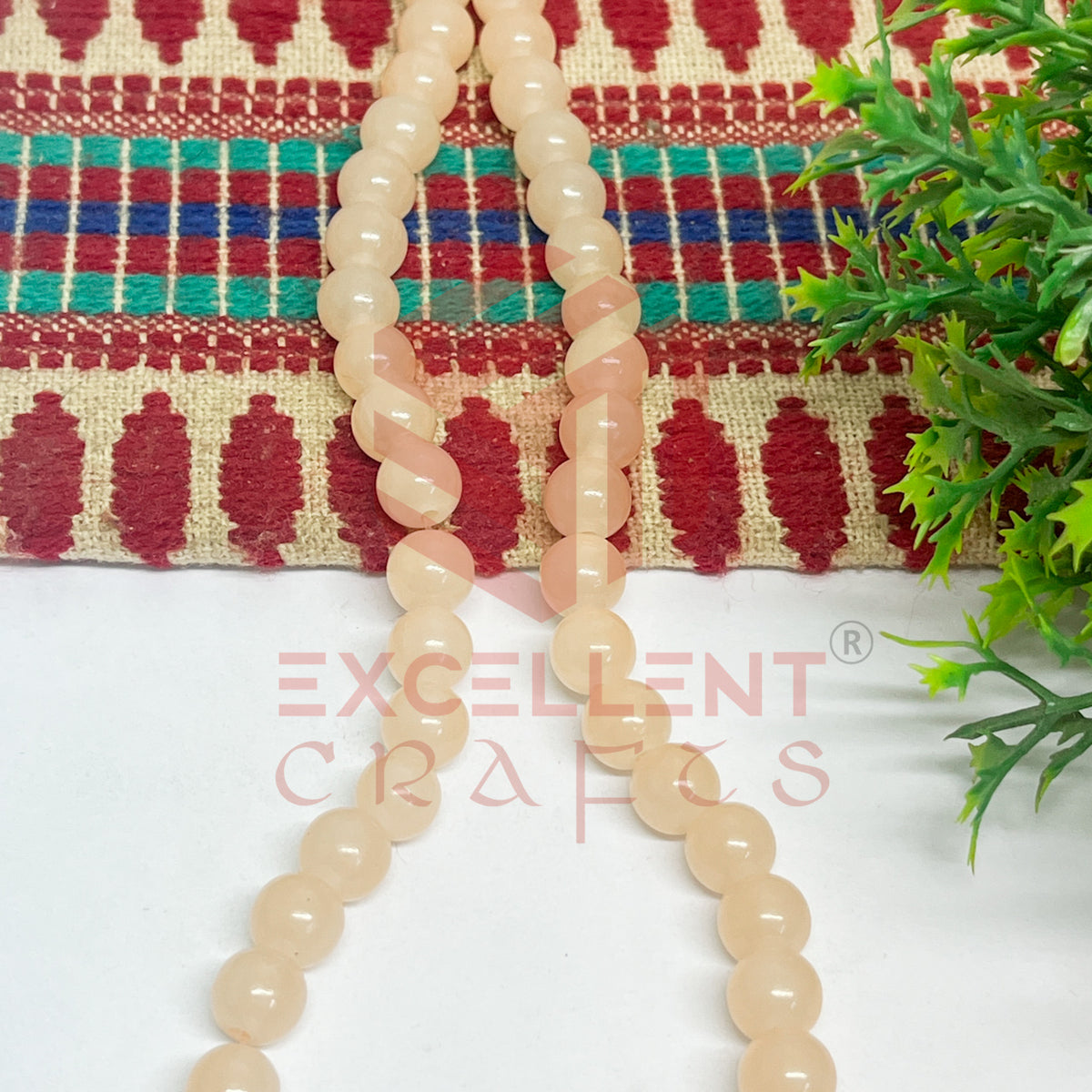8mm Round Glass Beads- 1 Line