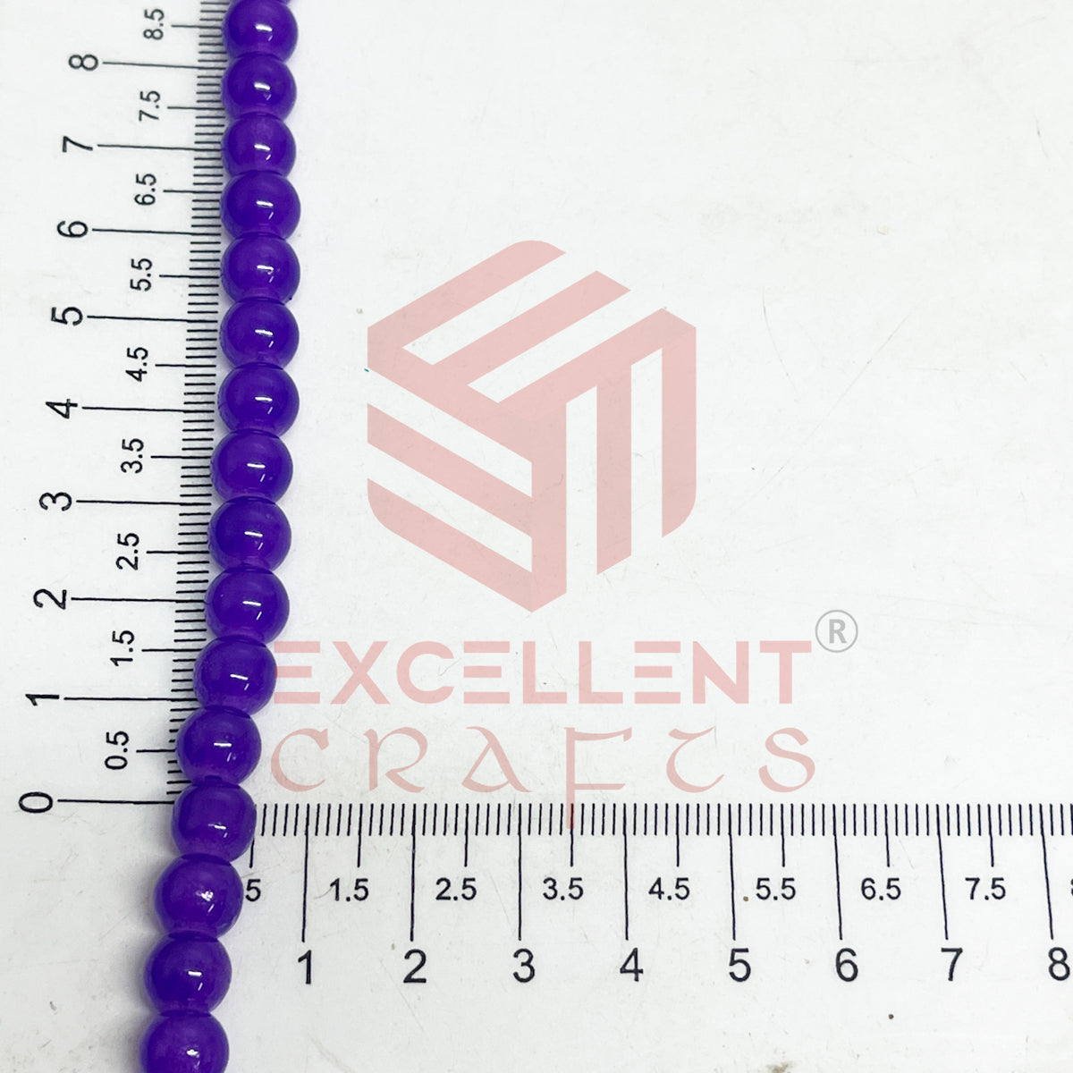 8mm Round Glass Beads- 1 Line