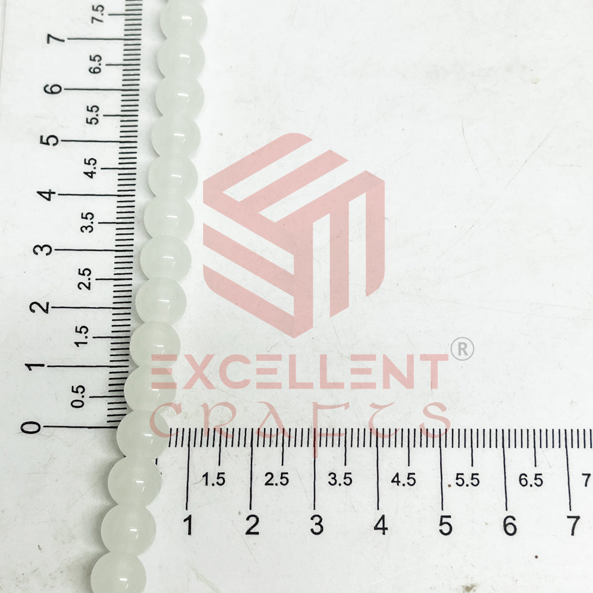 8mm Round Glass Beads- 1 Line