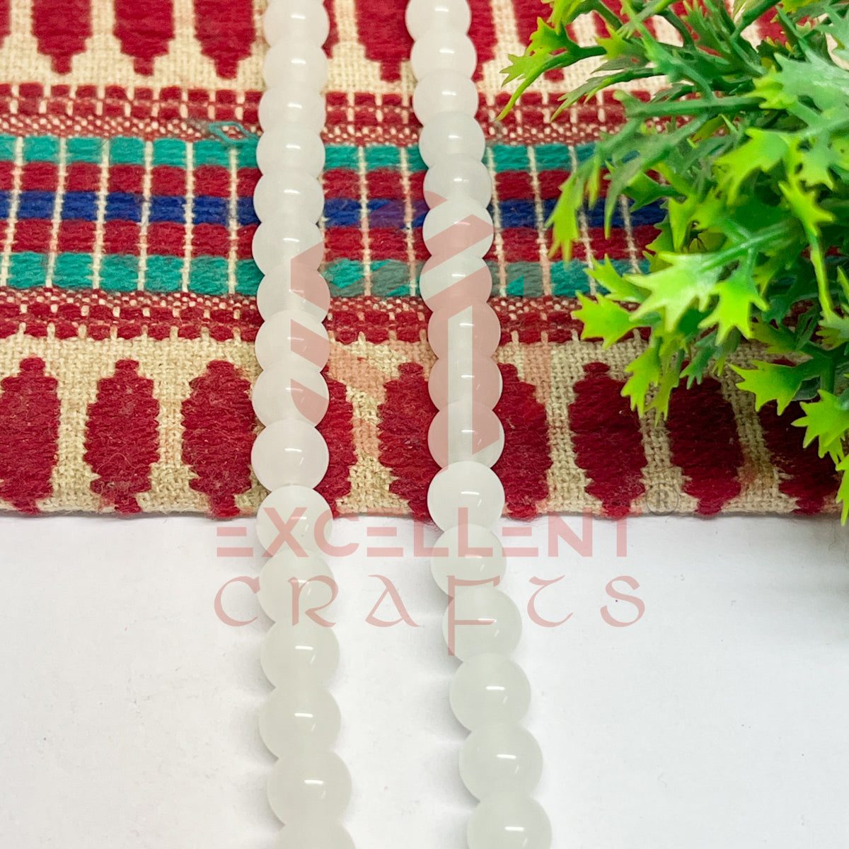 8mm Round Glass Beads- 1 Line