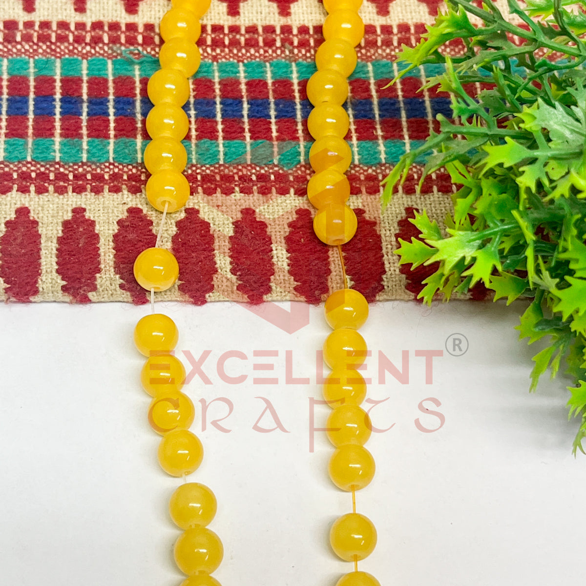 8mm Round Glass Beads- 1 Line