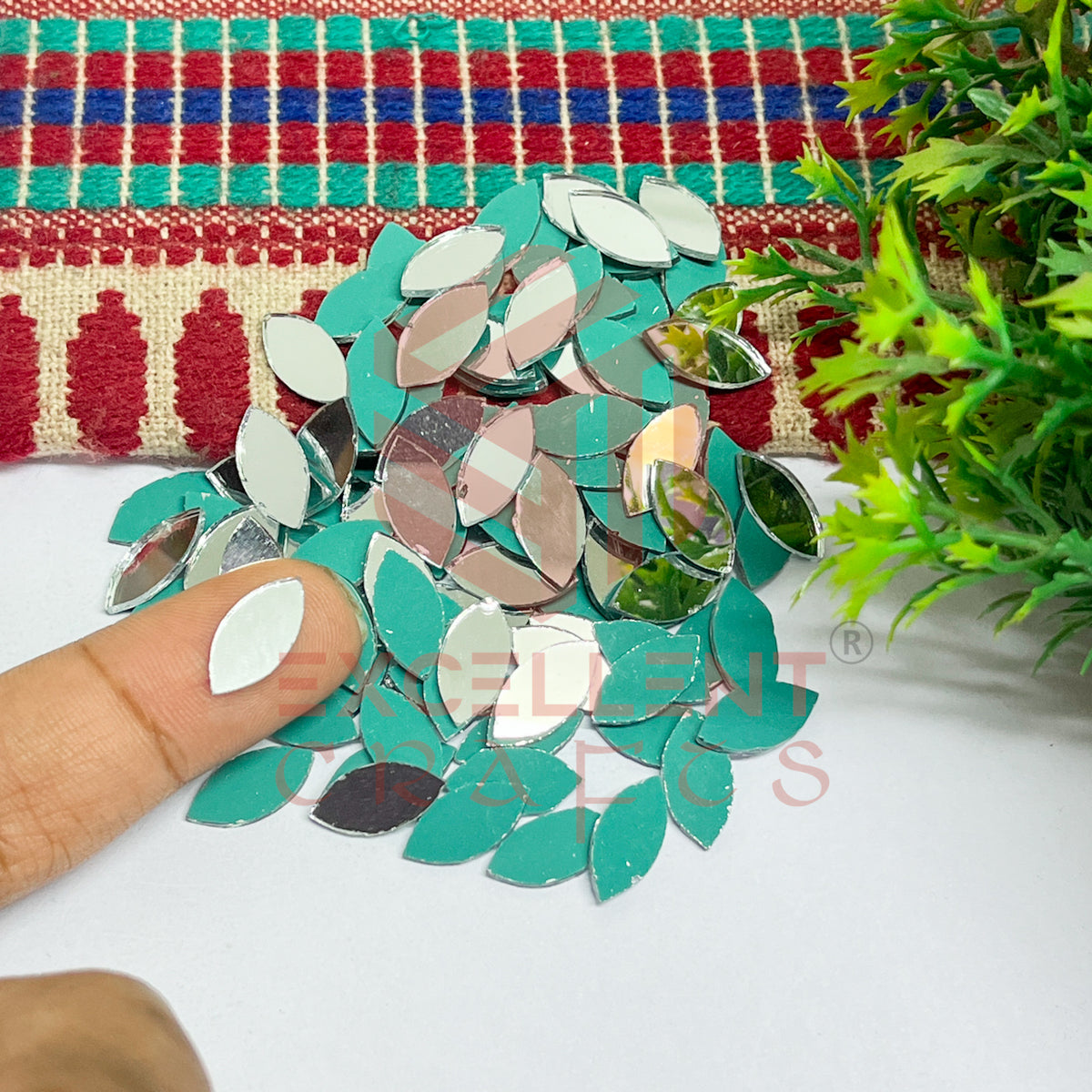 7x14mm Eye Shape Glass Mirrors-100Pc