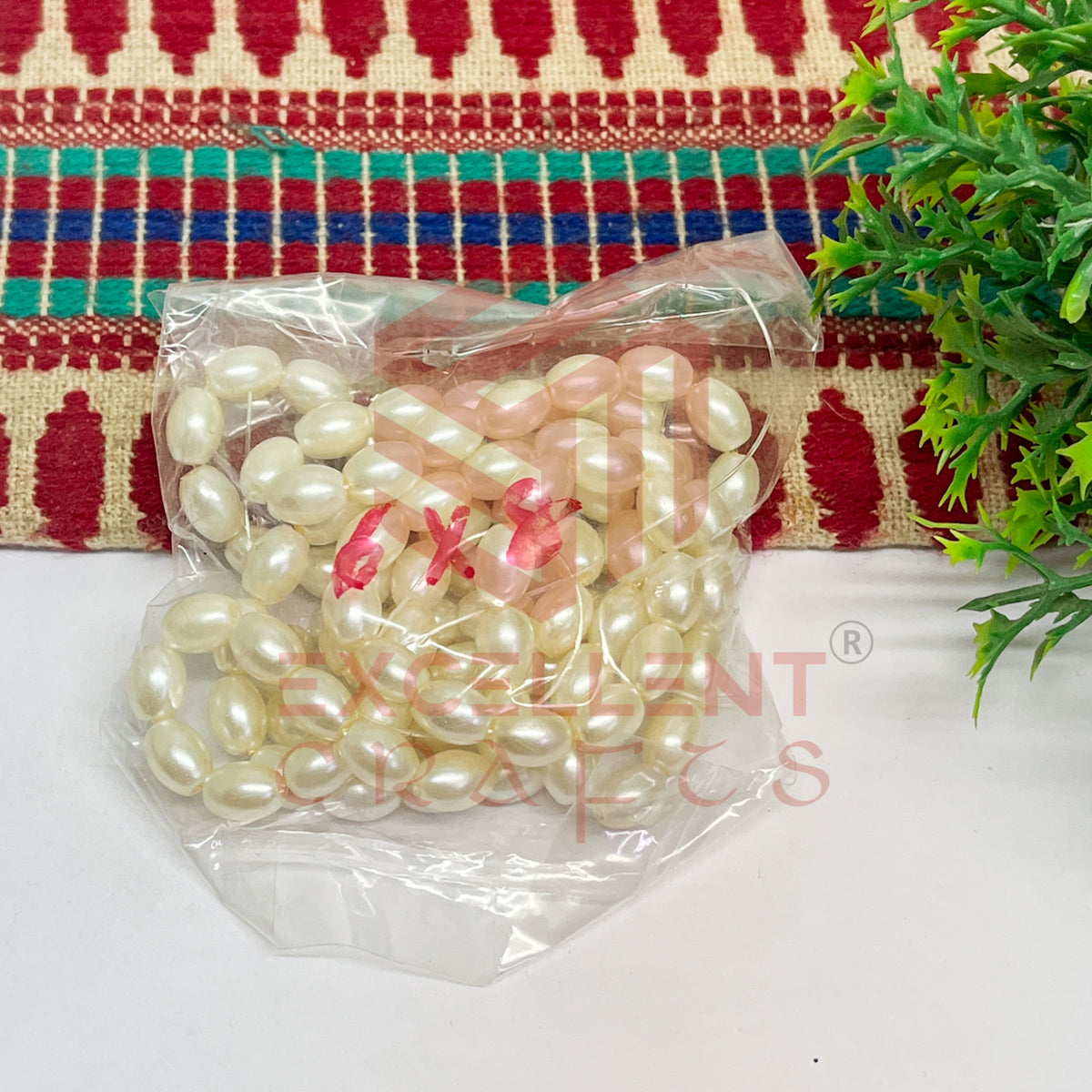 6x8mm Oval Glass Pearl Bead-1 Line