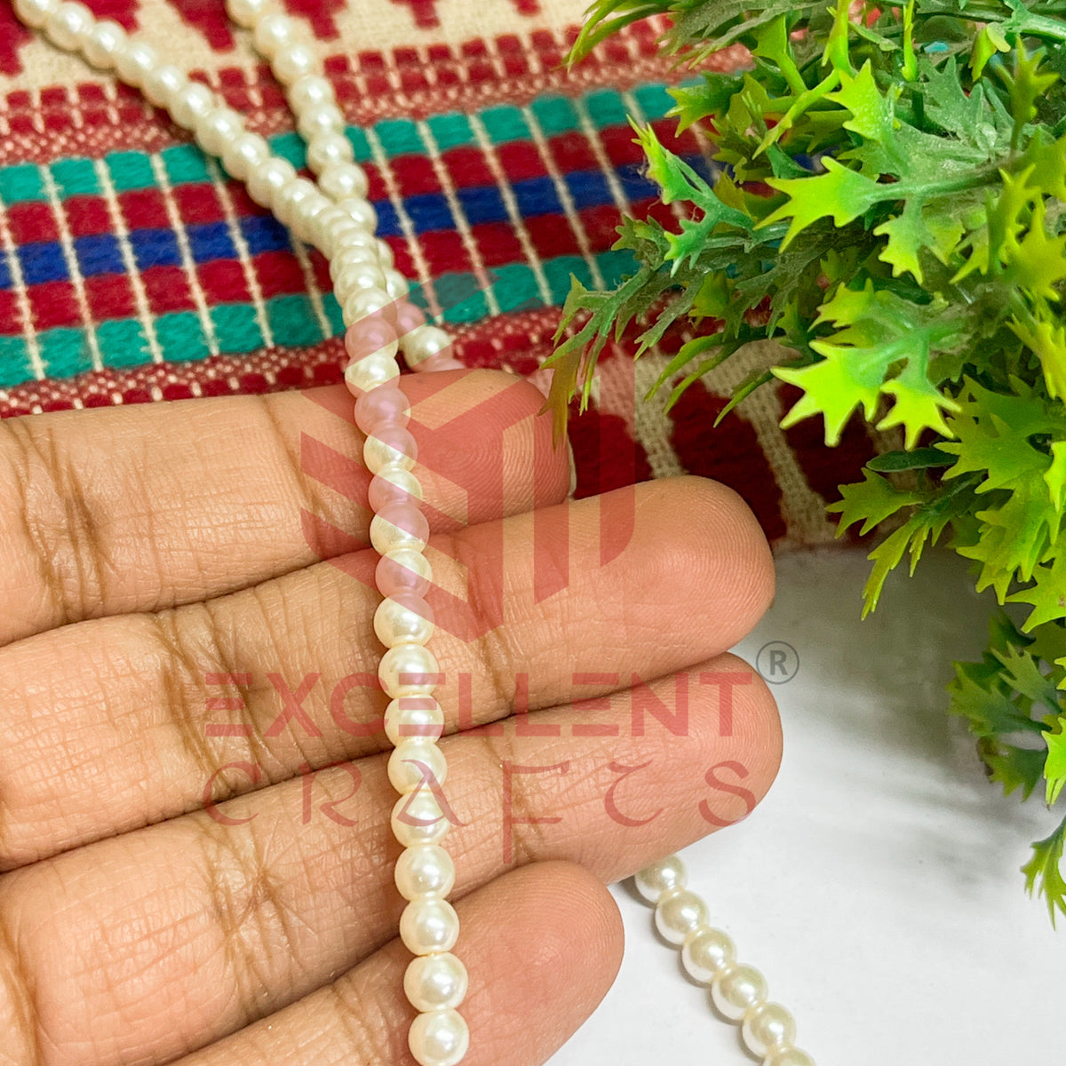 4mm Round Glass Pearl Bead-1 Line