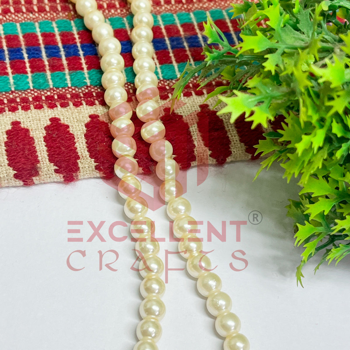 6mm Round Glass Pearl Bead-1 Line