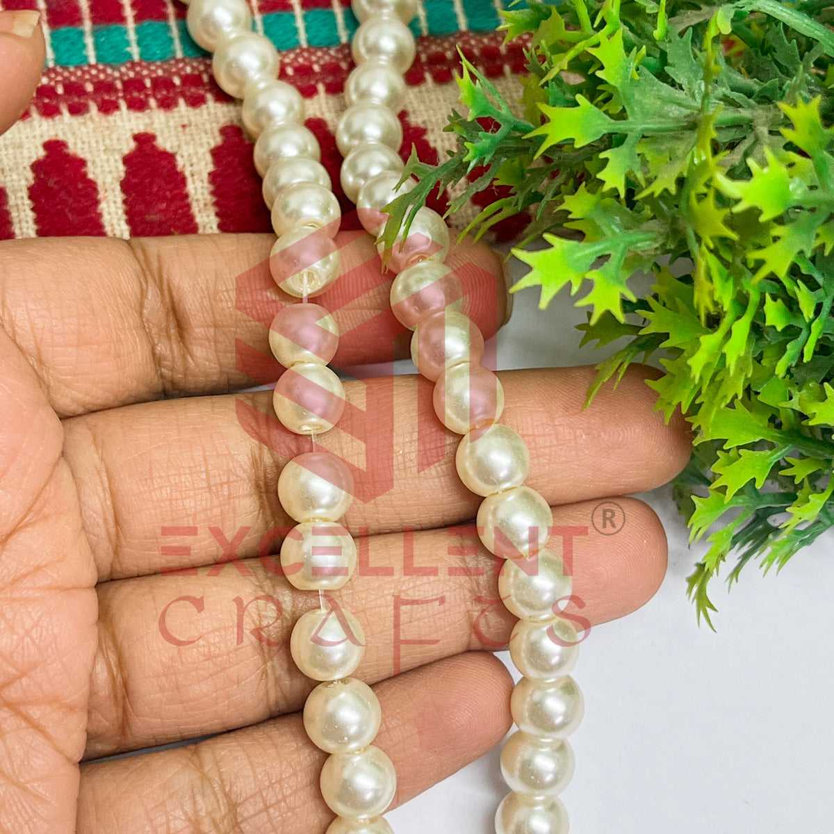 8mm Round Glass Pearl Bead-1 Line