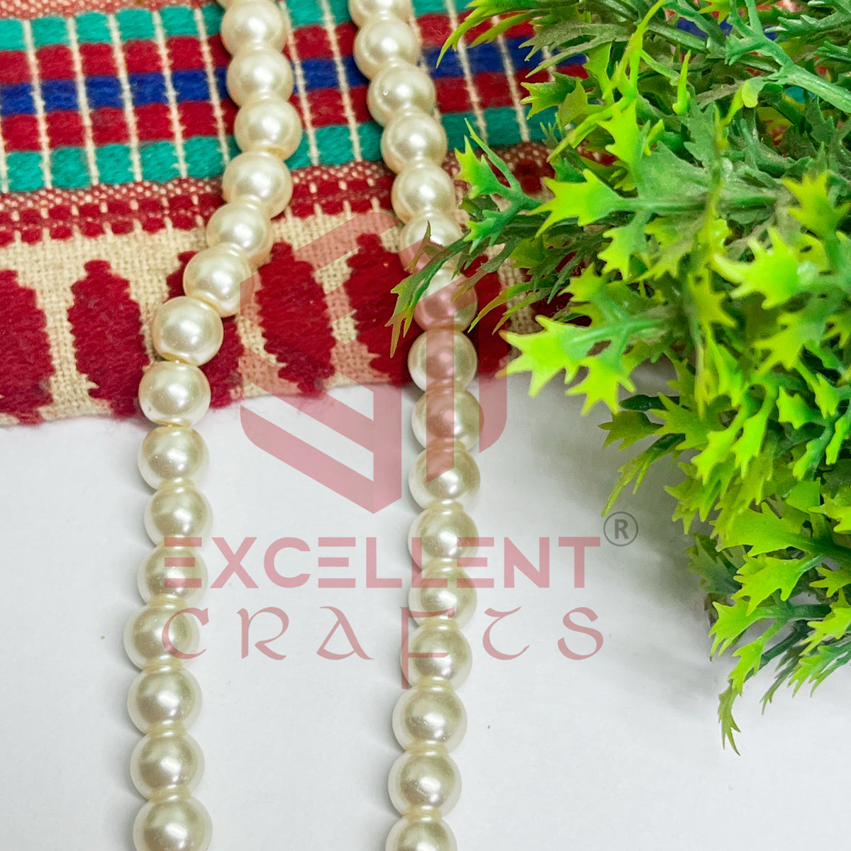 8mm Round Glass Pearl Bead-1 Line