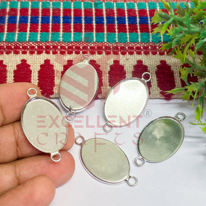 Oval Shape Cabochon Tray Blank Connector