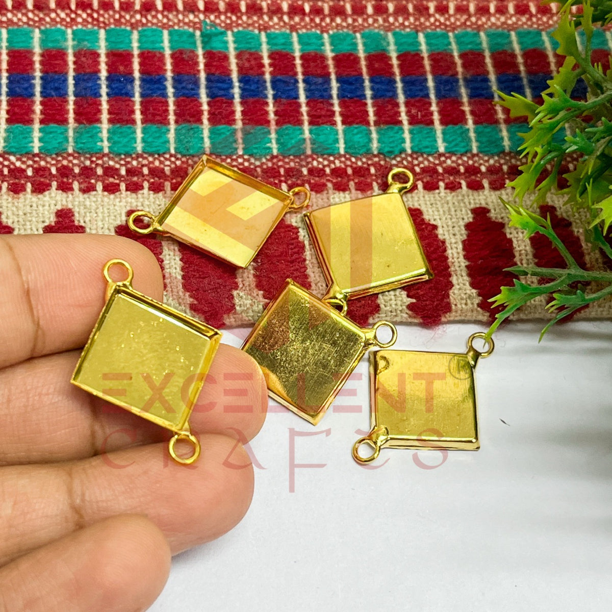 Rhombus Shape Cabochon Tray Blank Connector