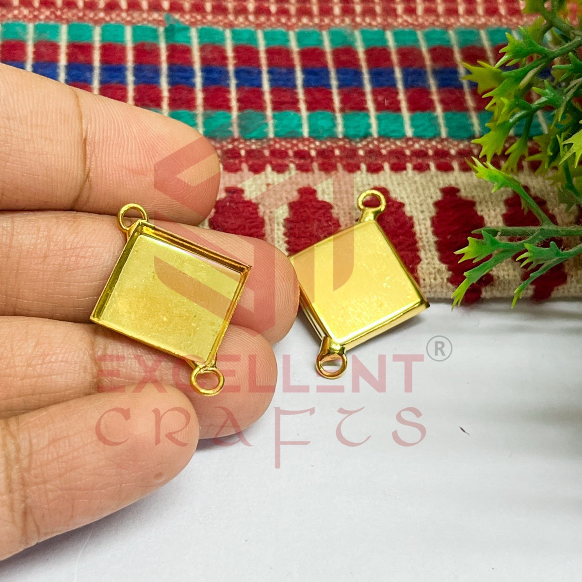 Rhombus Shape Cabochon Tray Blank Connector