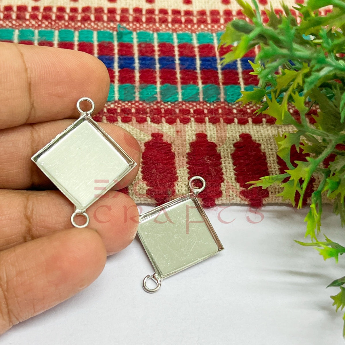 Rhombus Shape Cabochon Tray Blank Connector