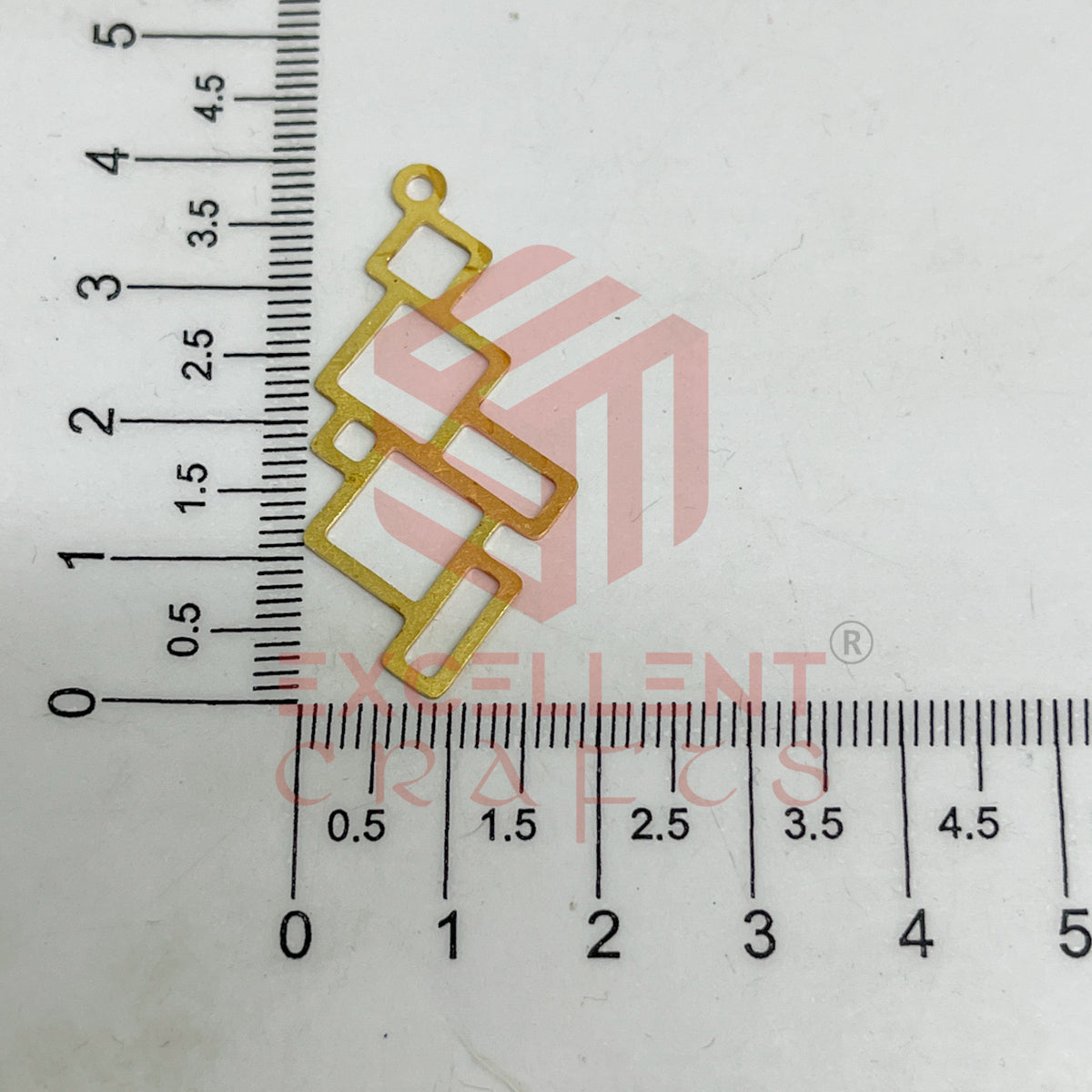Raw Brass Charm with Square-Rectangle Combo Design 1 Pc