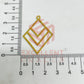 Raw Brass Charm with Three Layer Diamond Design 1 Pc