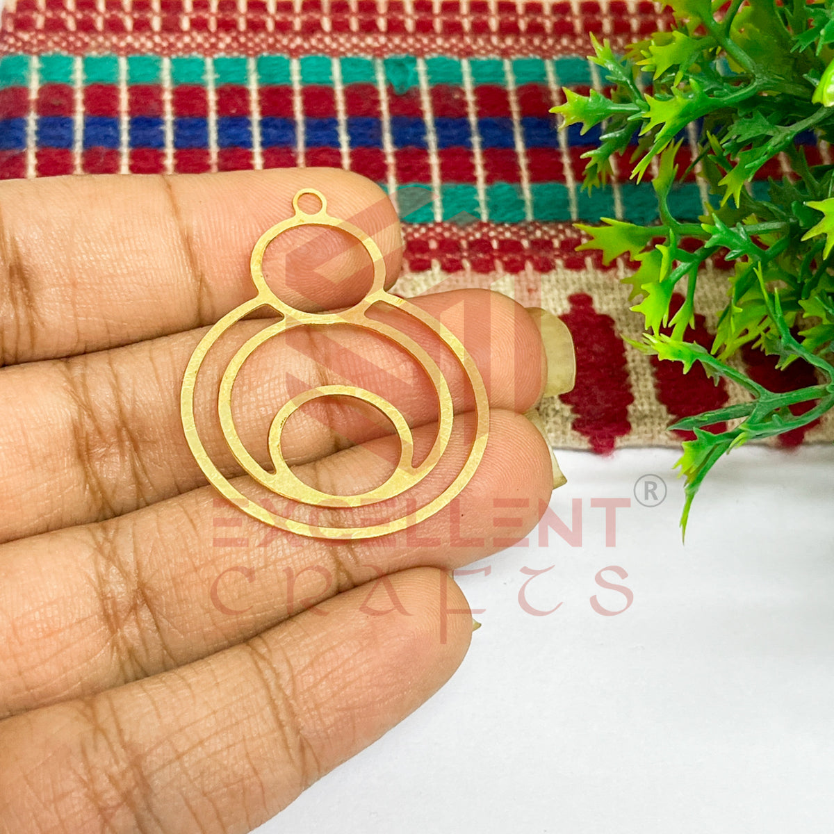Round Oval Combo Design Raw Brass Charm 1 Pc