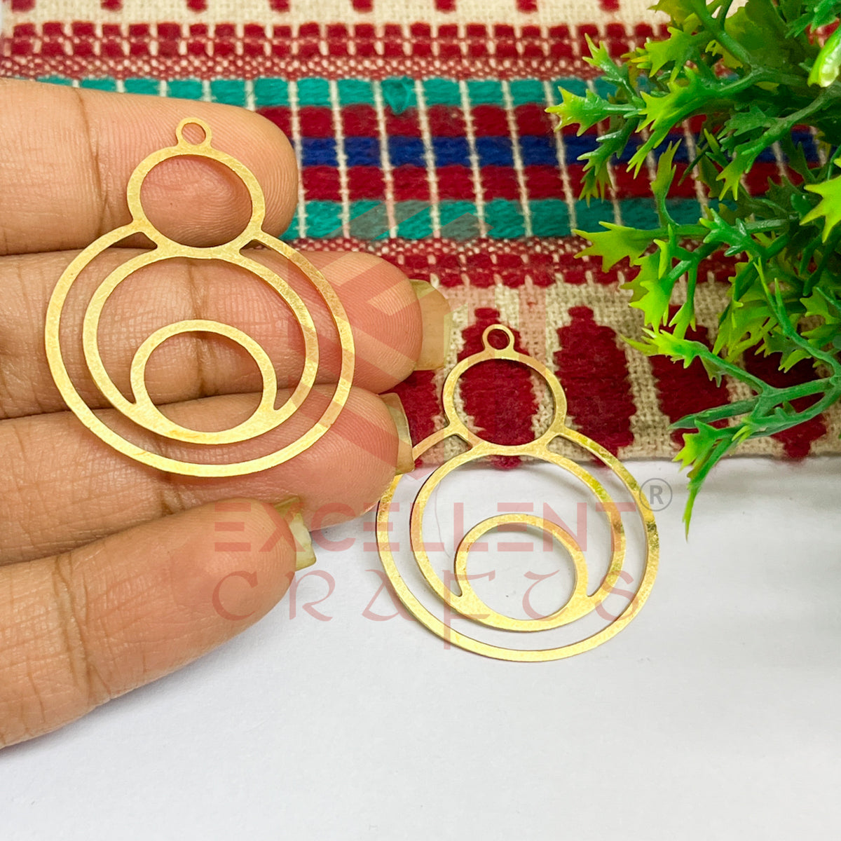 Round Oval Combo Design Raw Brass Charm 1 Pc