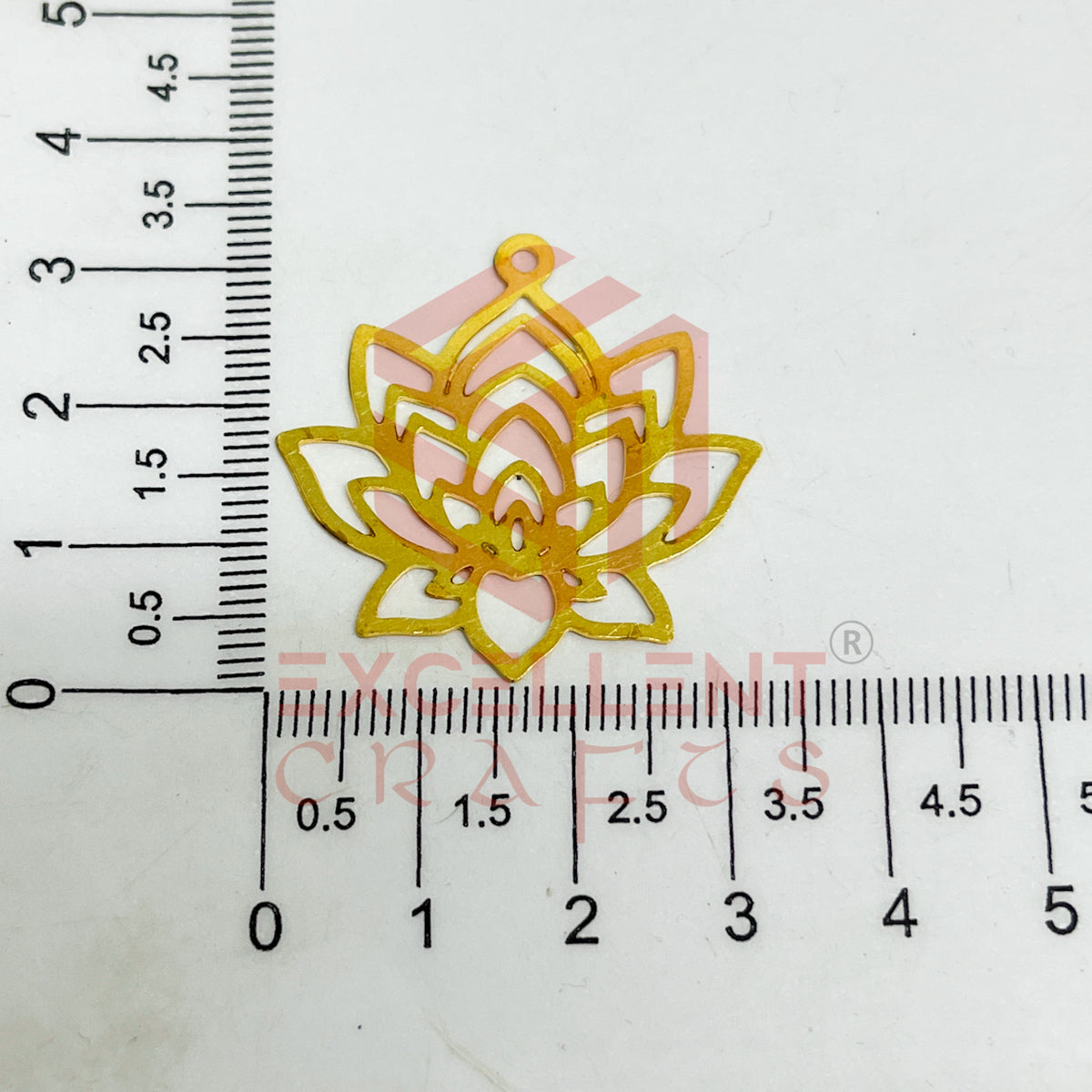 Lotus Flower Design Raw Brass Charm for Earrings 1 Pc
