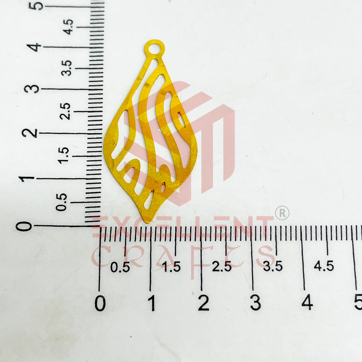 20x42mm Leaf Design Raw Brass Charm