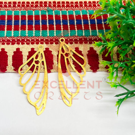 20x50mm Feather Design Raw Brass Charm