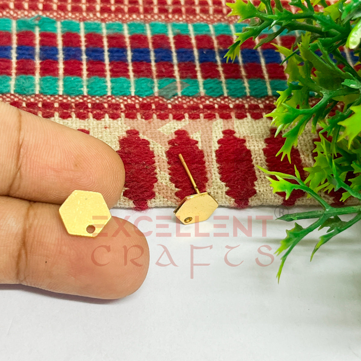 Hexagon Tiny Brass Stud