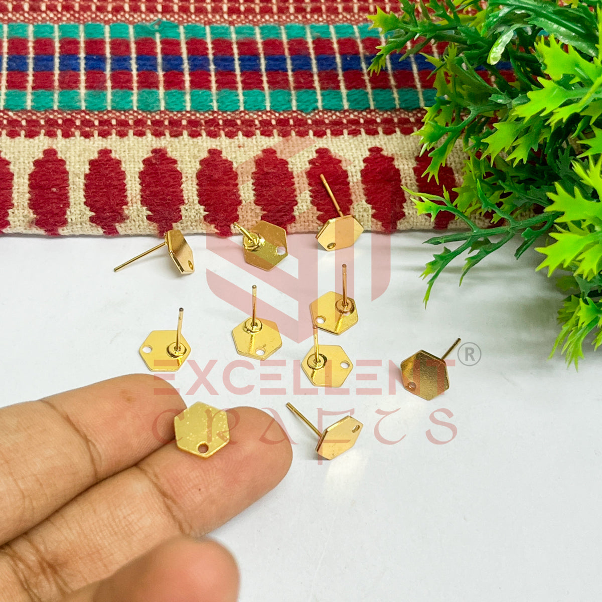 Hexagon Tiny Brass Stud