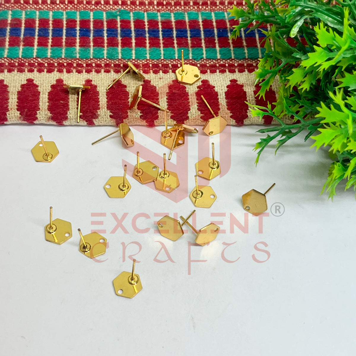 Hexagon Tiny Brass Stud