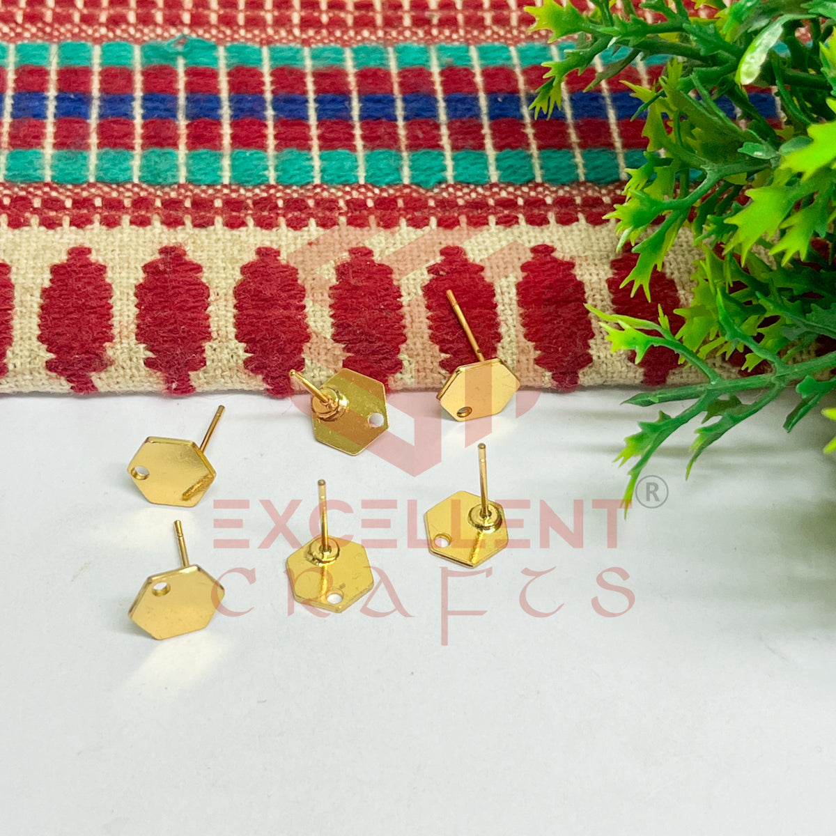 Hexagon Tiny Brass Stud