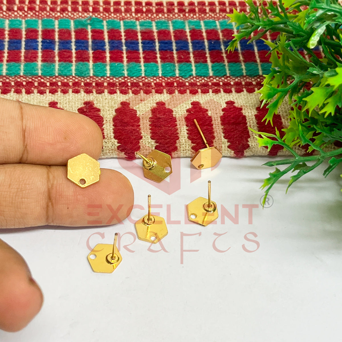 Hexagon Tiny Brass Stud