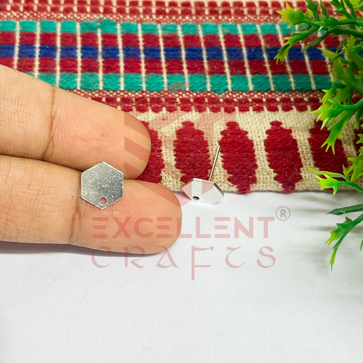 Hexagon Tiny Brass Stud