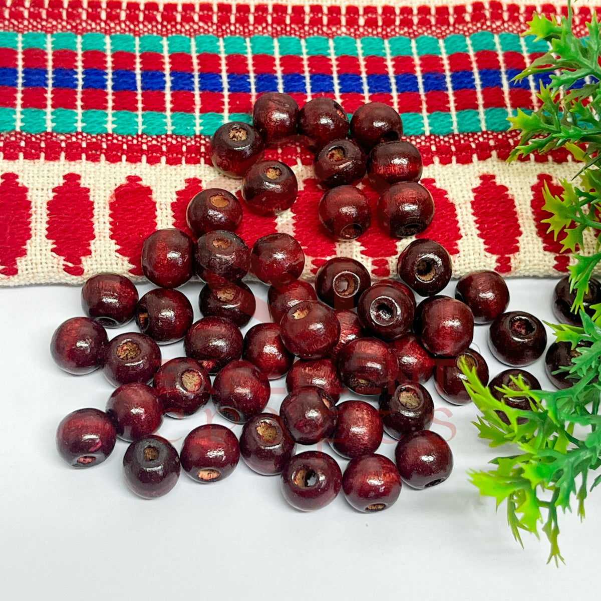 10mm Round Wooden Beads (50Pcs Pack)