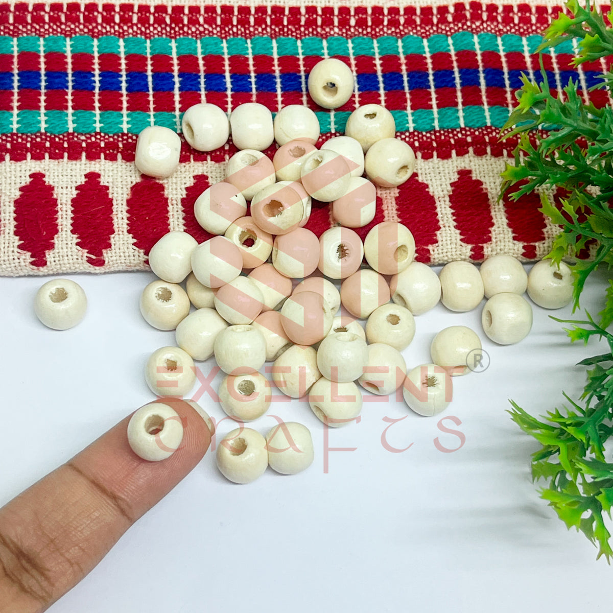 10mm Round Wooden Beads (50Pcs Pack)