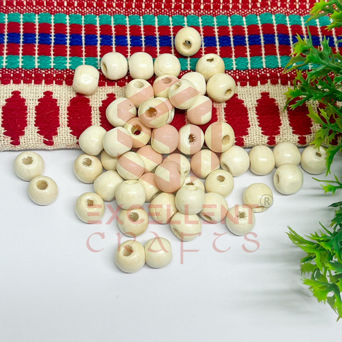10mm Round Wooden Beads (50Pcs Pack)