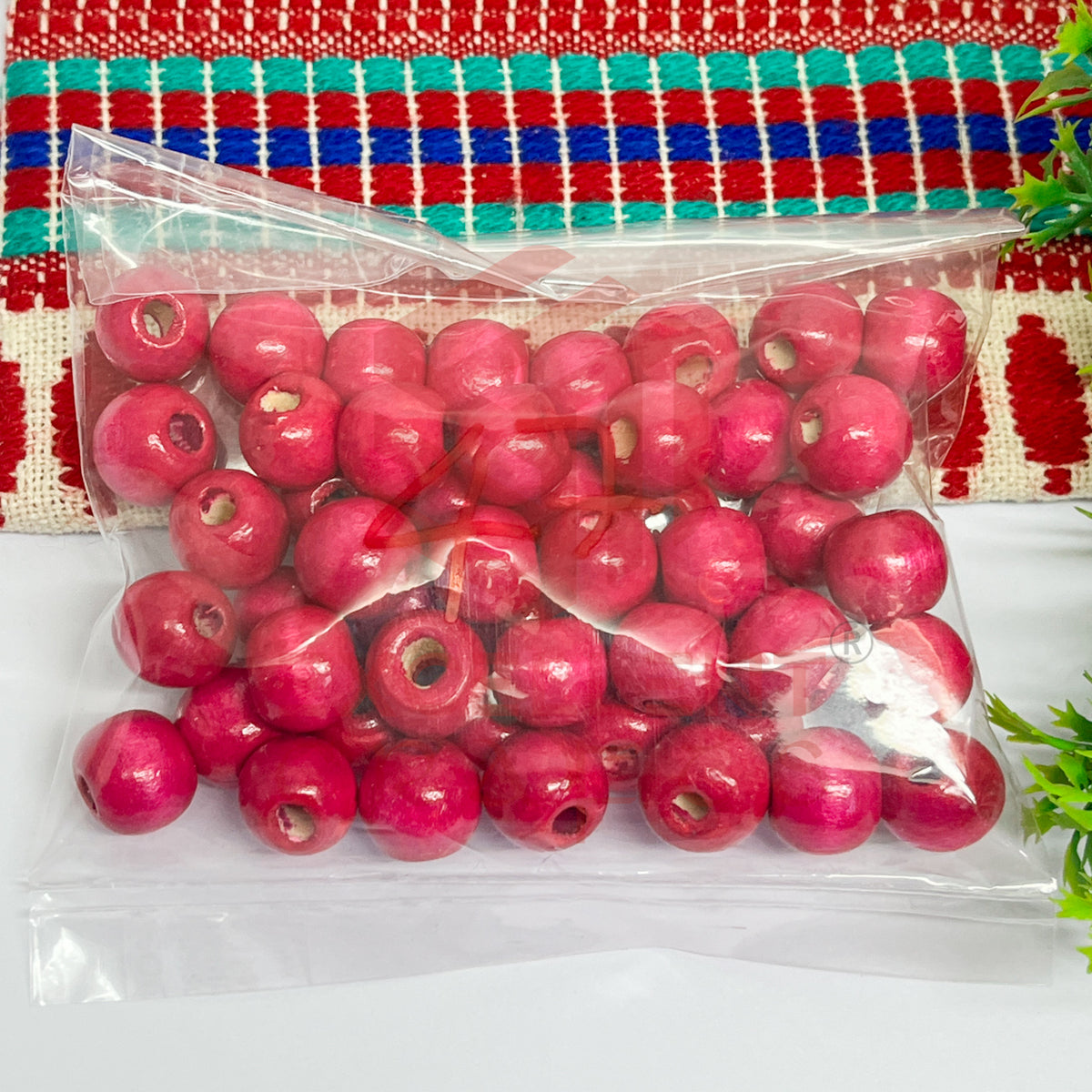 12mm Round Wooden Beads (50Pcs Pack)