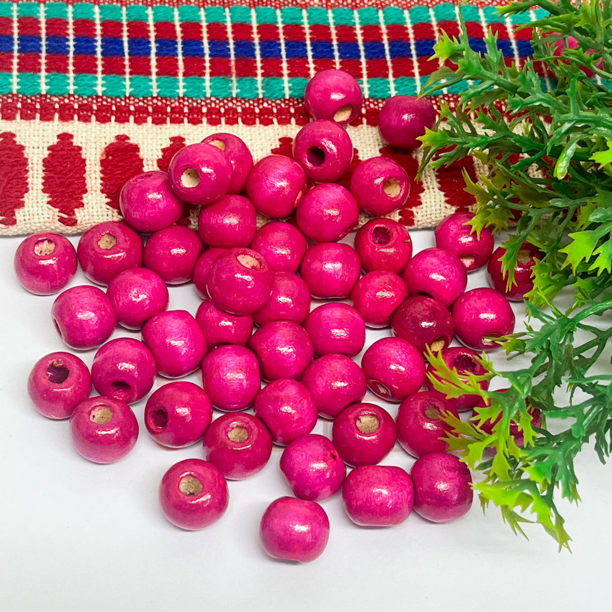 12mm Round Wooden Beads (50Pcs Pack)