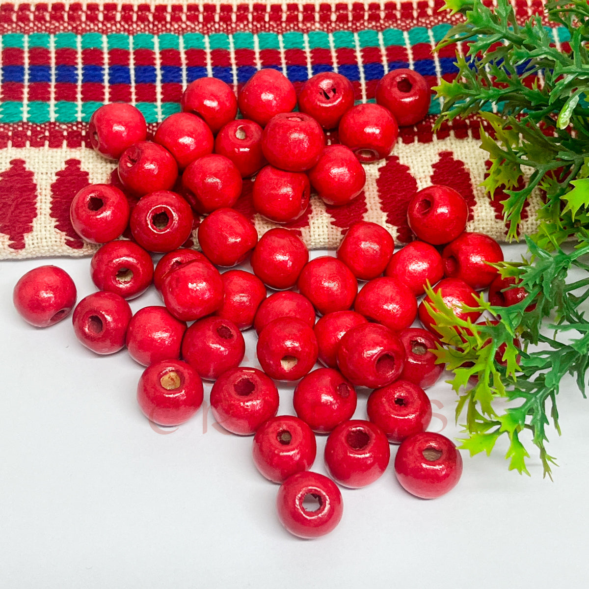 12mm Round Wooden Beads (50Pcs Pack)
