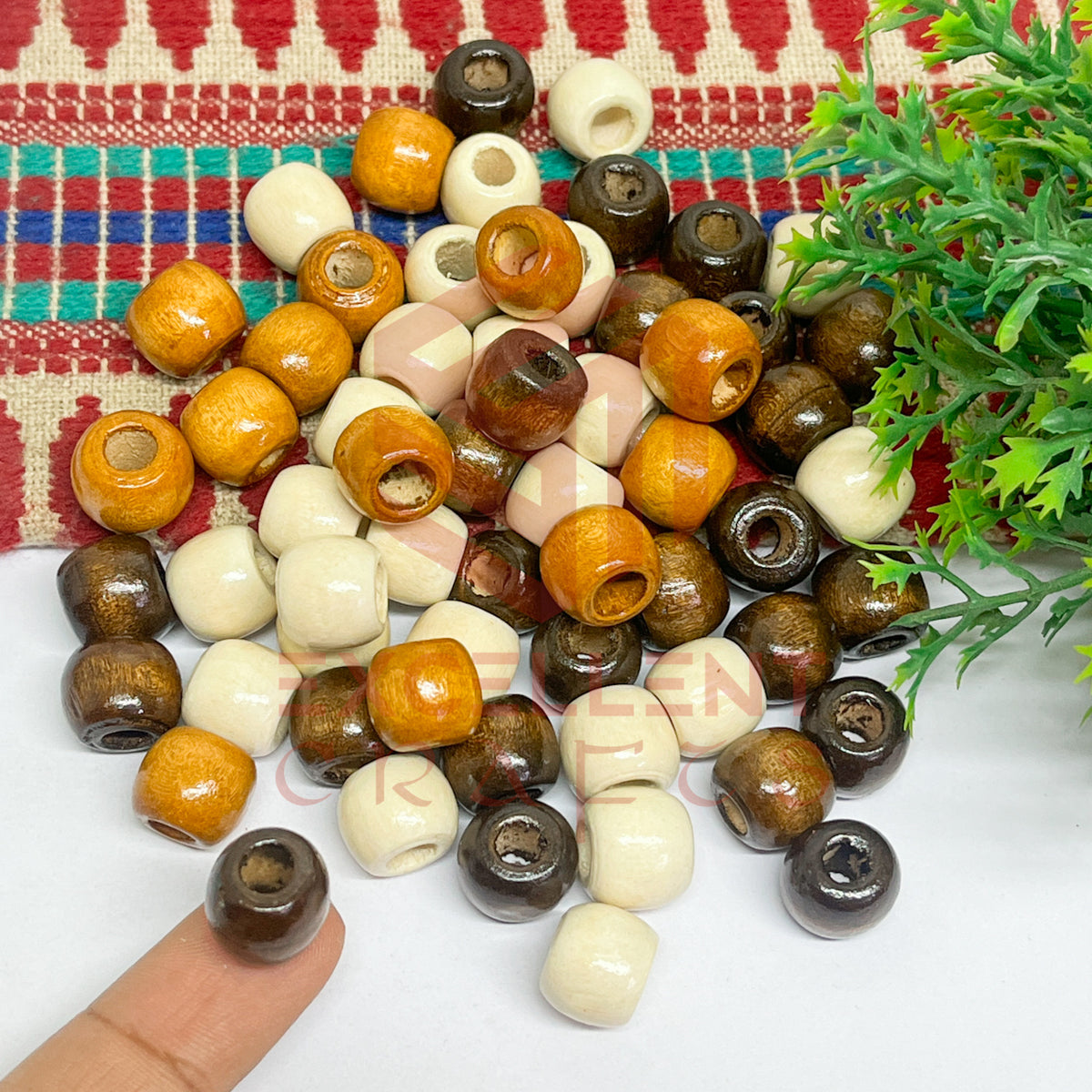 12x14mm Mixed Browns Wooden Beads (100pcs)