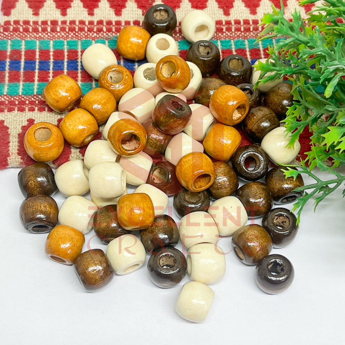 12x14mm Mixed Browns Wooden Beads (100pcs)