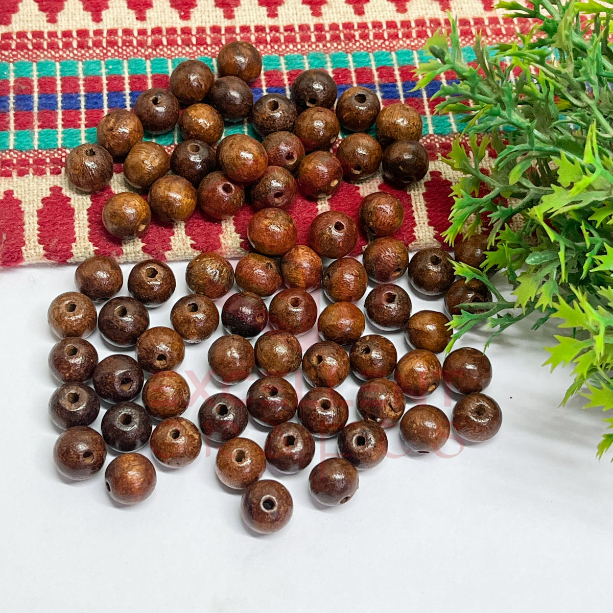 10mm Round Brown Wooden Beads (100Pcs Pack)