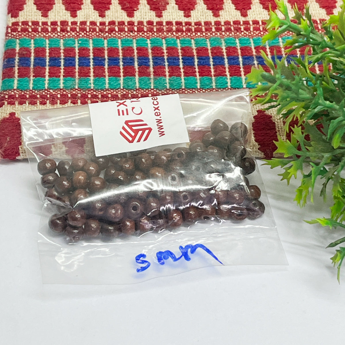 5mm Round Brown Wooden Beads (100Pcs Pack)