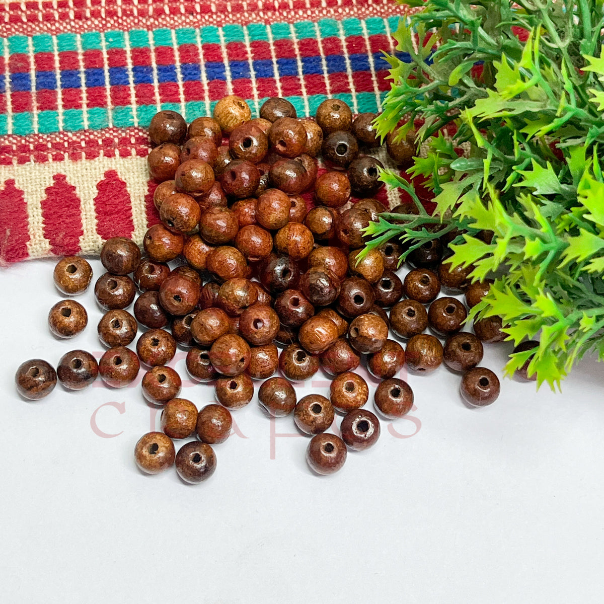 8mm Round Brown Wooden Beads (100Pcs Pack)