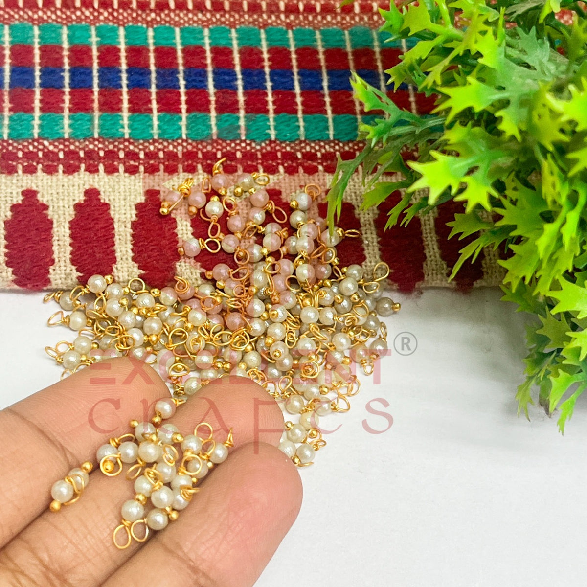 3mm Round Cream Color Pearl Loreal Charms for making Jewellery - (Pack of 10g - 200-250Pcs)